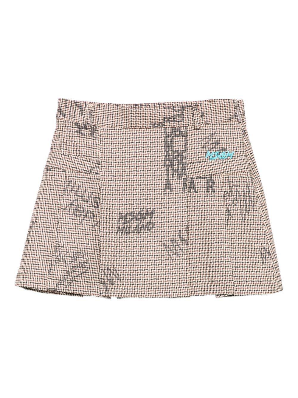 Minigonna per bambina MSGM Kids marrone con stampa grafica