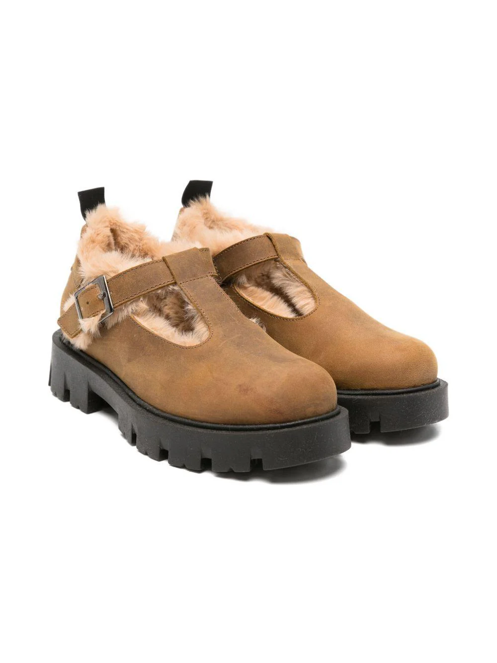 Mocassini per bambina Douuod Kids marrone con fodera in pelliccia