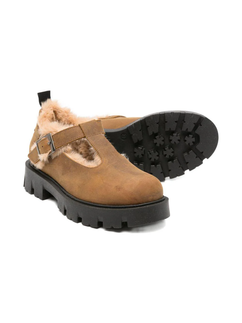Mocassini per bambina Douuod Kids marrone con fodera in pelliccia - Image 2