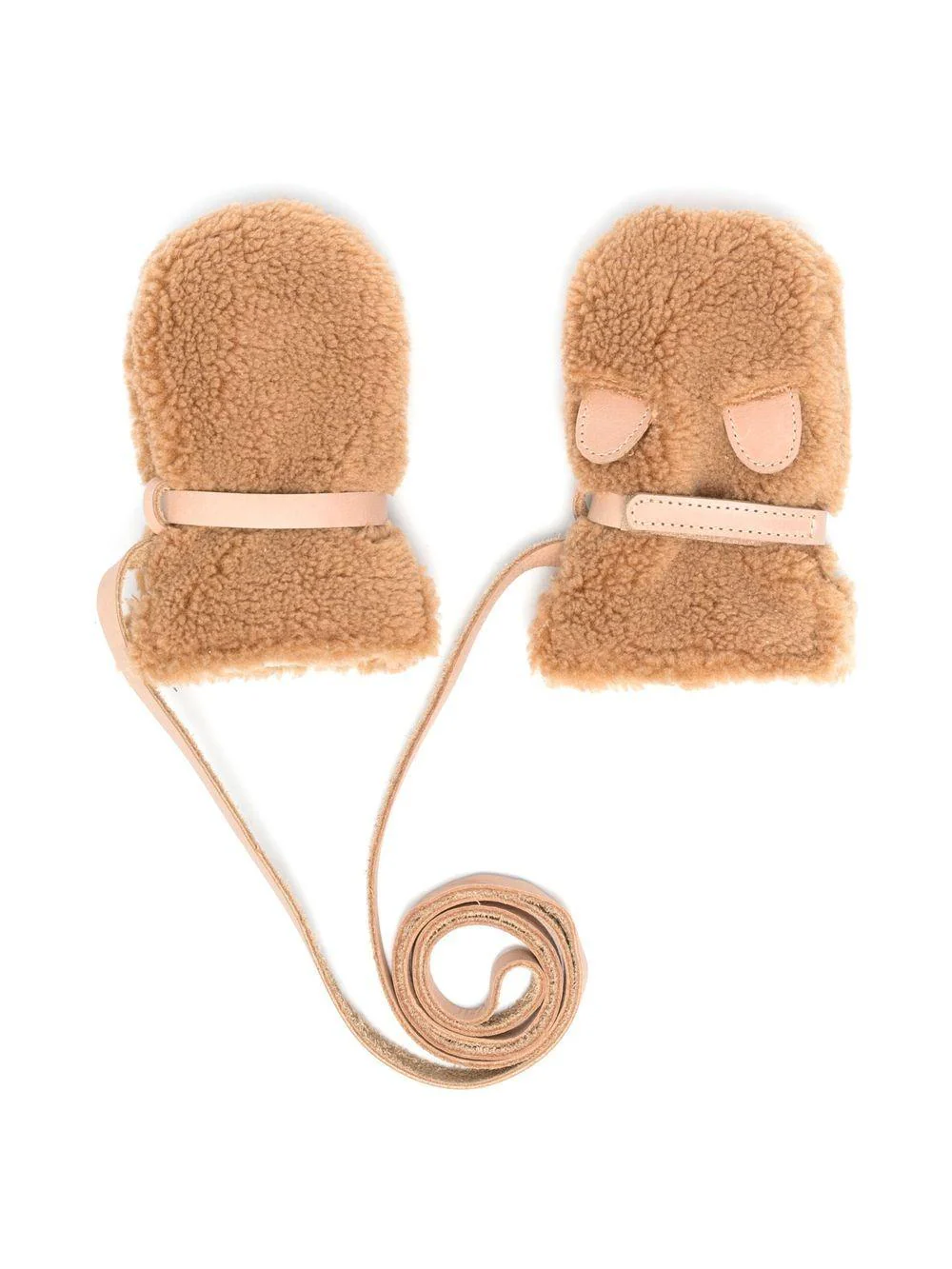 Muffole per neonati Donsje beige con dettaglio shearling