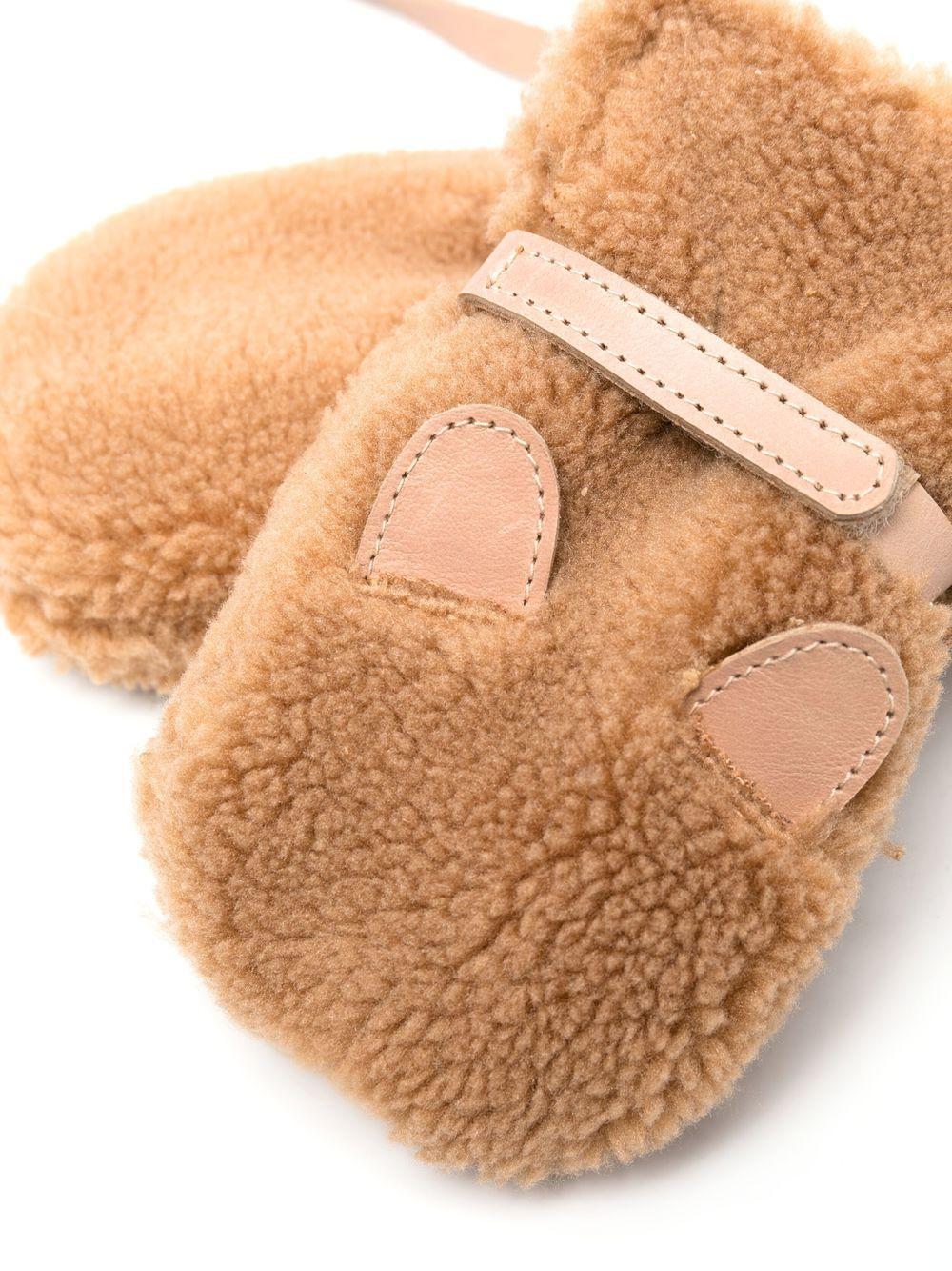 Muffole per neonati Donsje beige con dettaglio shearling - Image 2