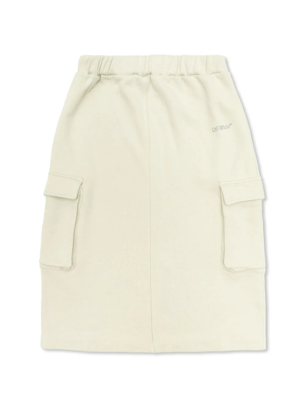 Gonna in cotone per bambina Off-White Kids bianco con spacco posteriore