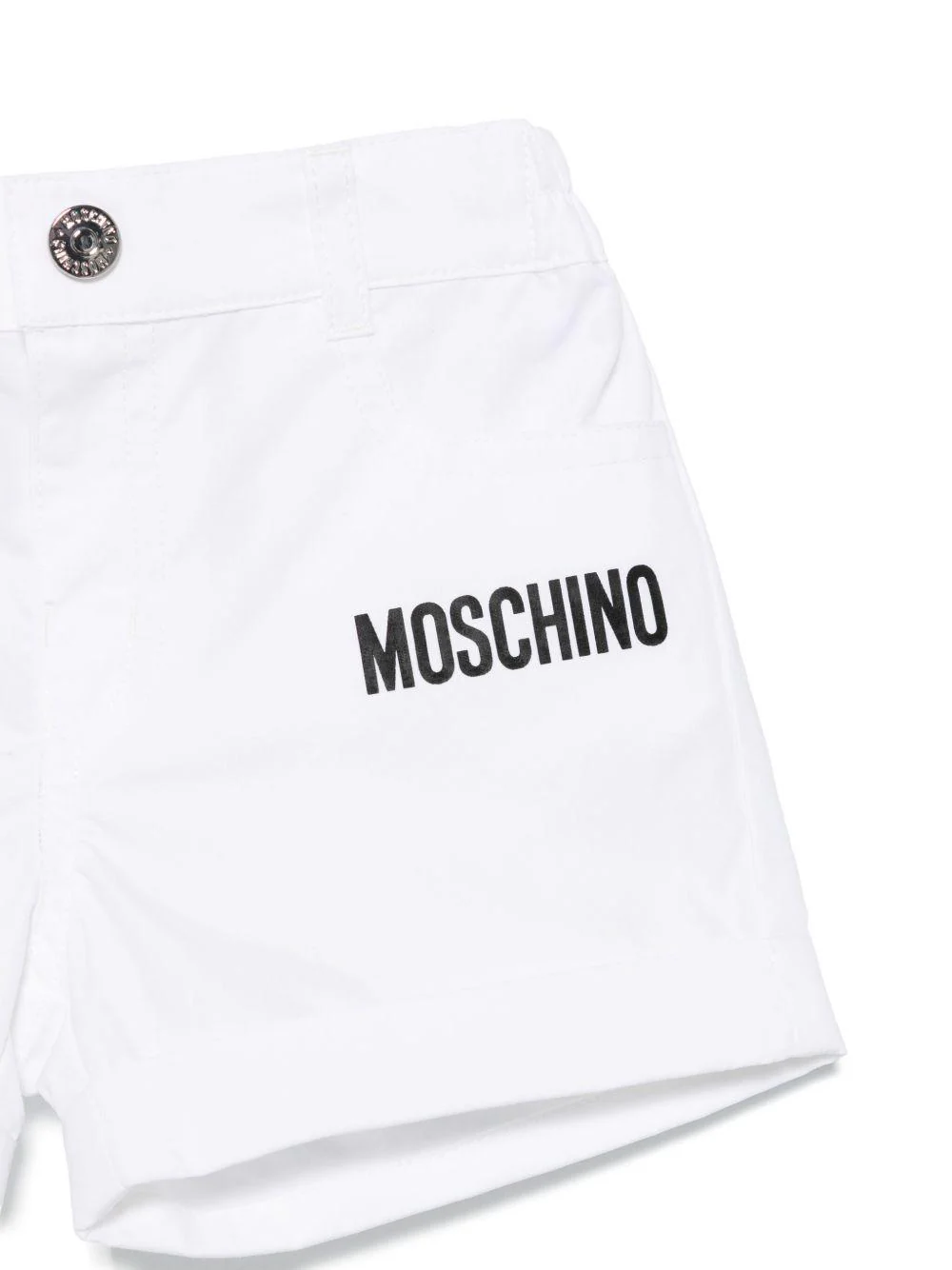 Pantaloncini con stampa logo per neonato Moschino Kids bianco con elastico in vita - Image 2