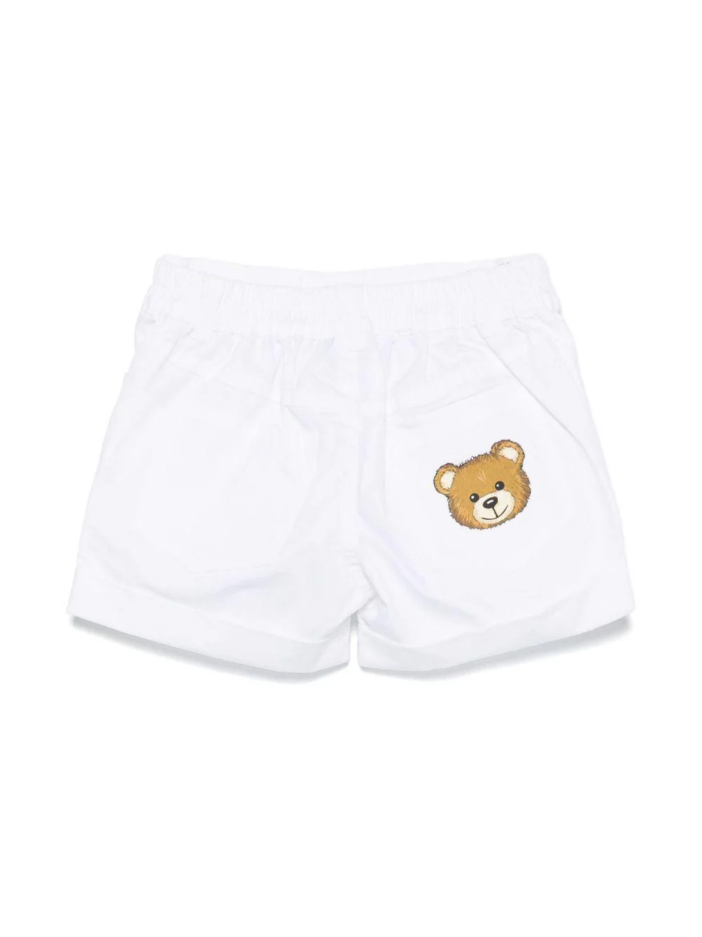 Pantaloncini con stampa logo per neonato Moschino Kids bianco con elastico in vita - Image 3