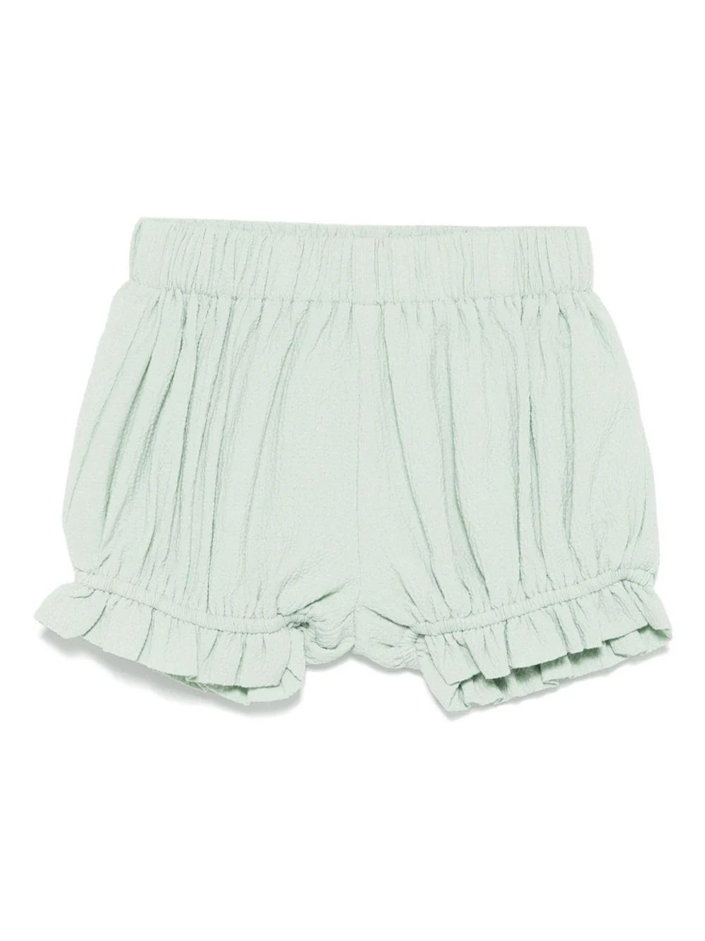 Pantaloncini per neonata Donsje Gwenda verde con orlo con ruches