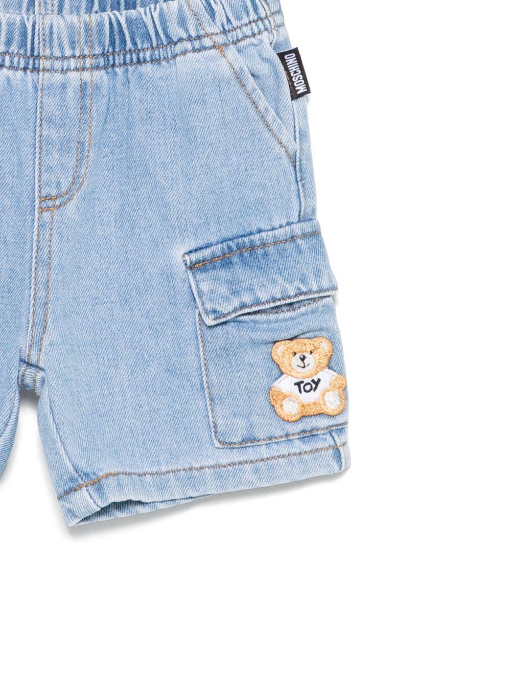 Pantaloncini ricamati Teddy Bear per neonata Moschino Kids blu con elastico in vita - Image 2