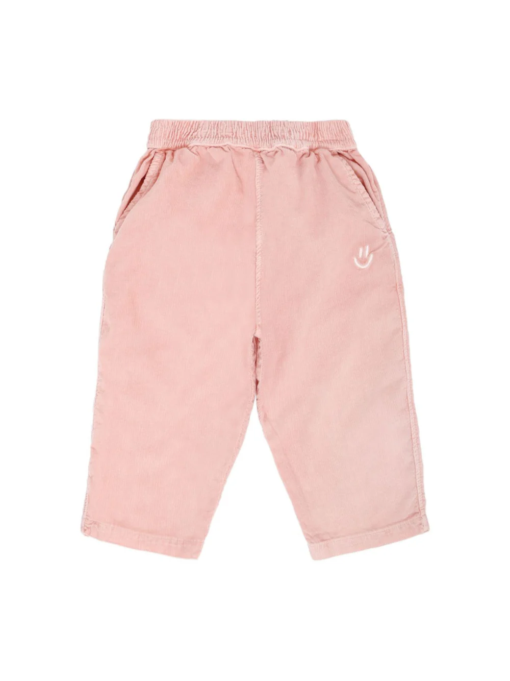 Pantaloni a coste per neonata Molo rosa cipria con vita elasticizzata