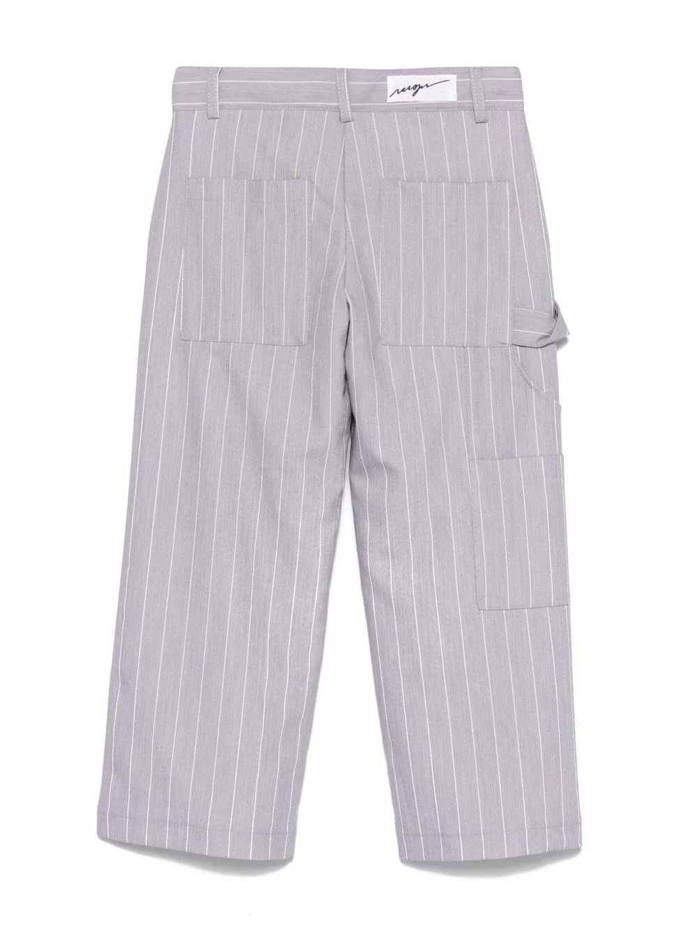 Pantaloni a righe per bambina MSGM Kids grigio con passanti - Image 3