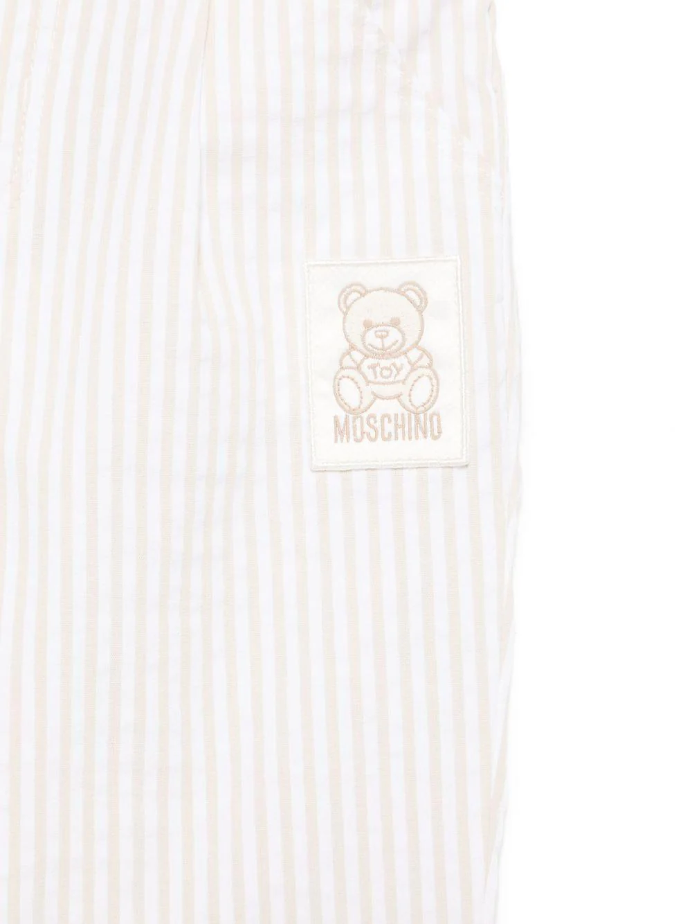 Pantaloni a righe per neonata Moschino Kids beige con passanti - Image 3