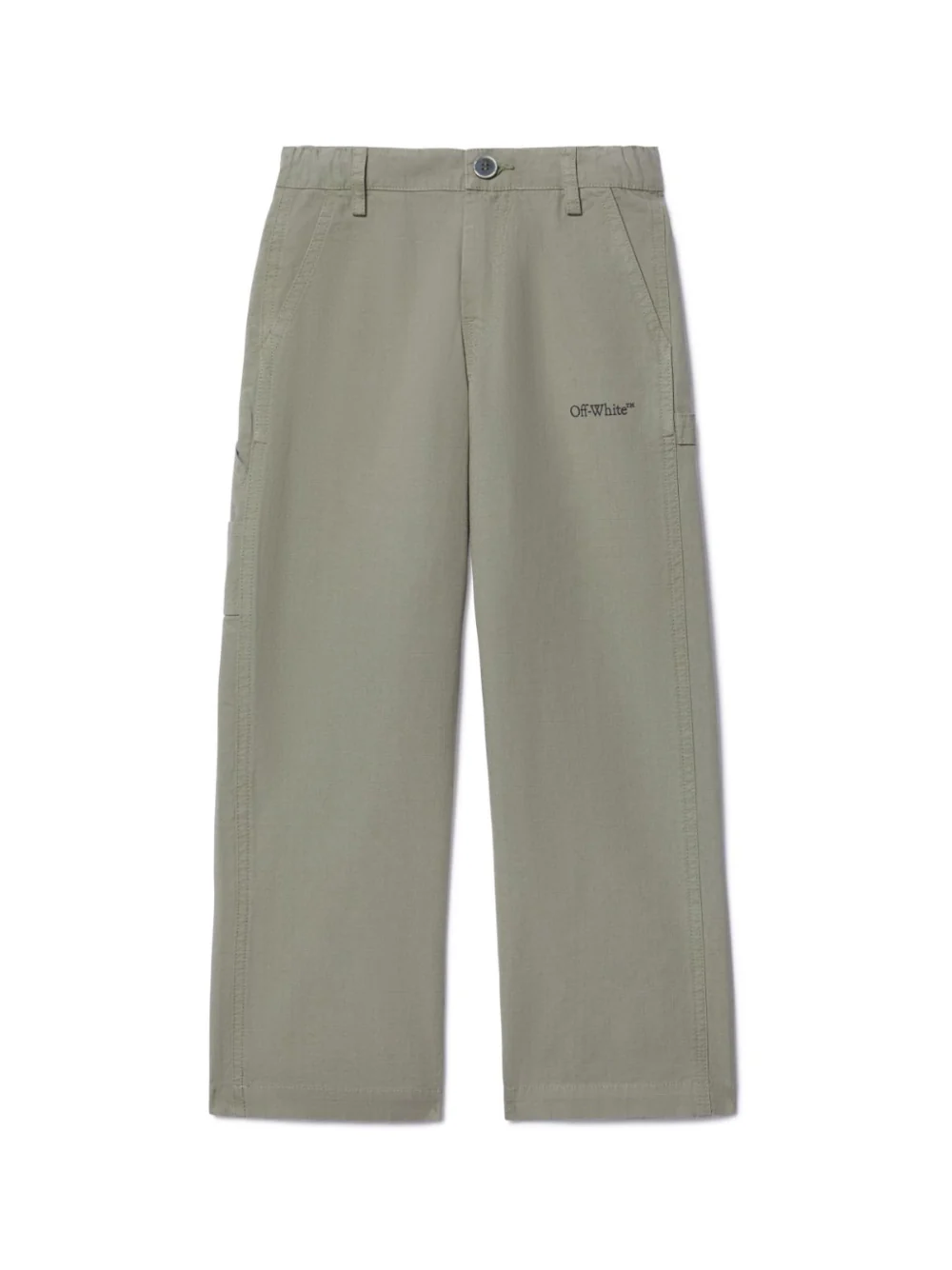 Pantaloni Bookish per bambino Off-White Kids verde con due tasche laterali a filetto
