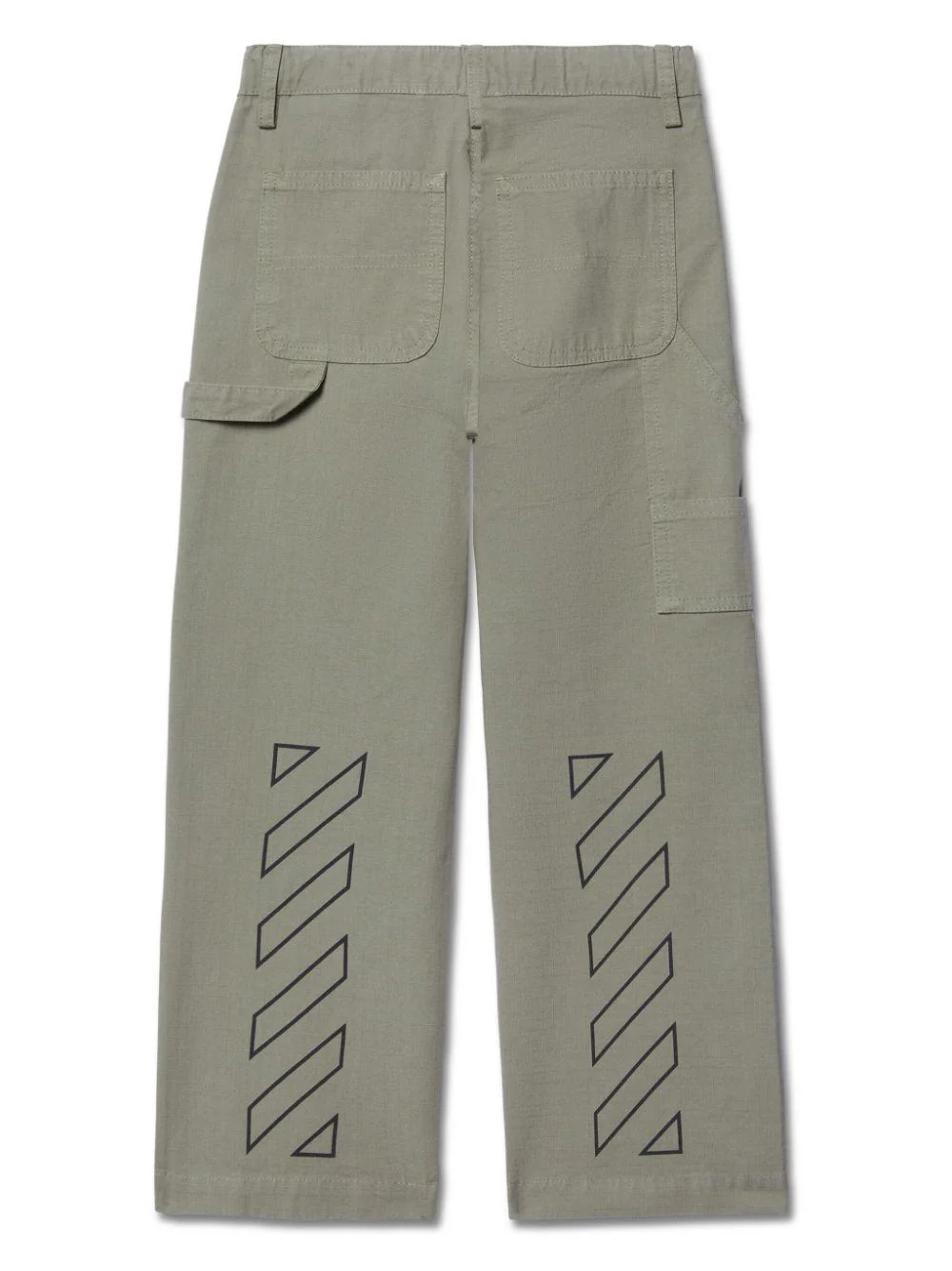 Pantaloni Bookish per bambino Off-White Kids verde con due tasche laterali a filetto - Image 2