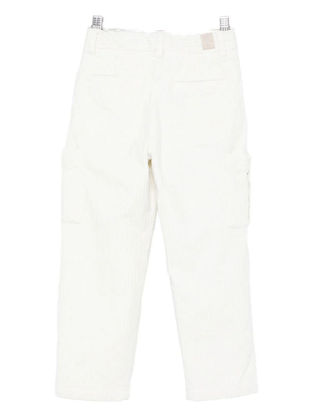 Pantaloni cargo per bambino Eleventy Kids bianchi con chiusura frontale con bottoni - Image 2