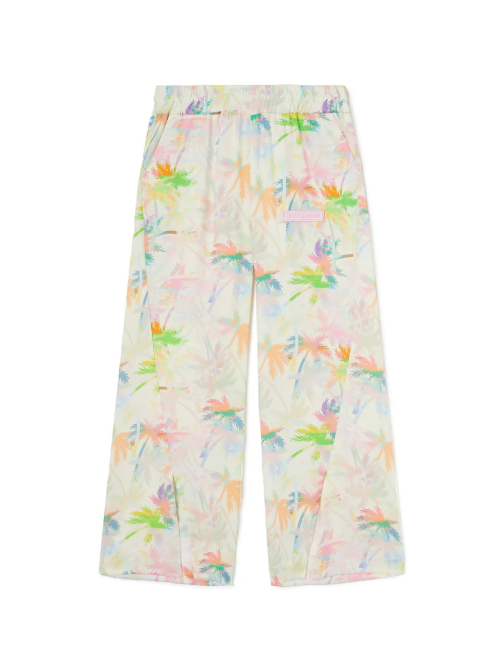 Pantaloni con stampa Palm Tree per bambina Palm Angels Kids bianco con vita elasticizzata