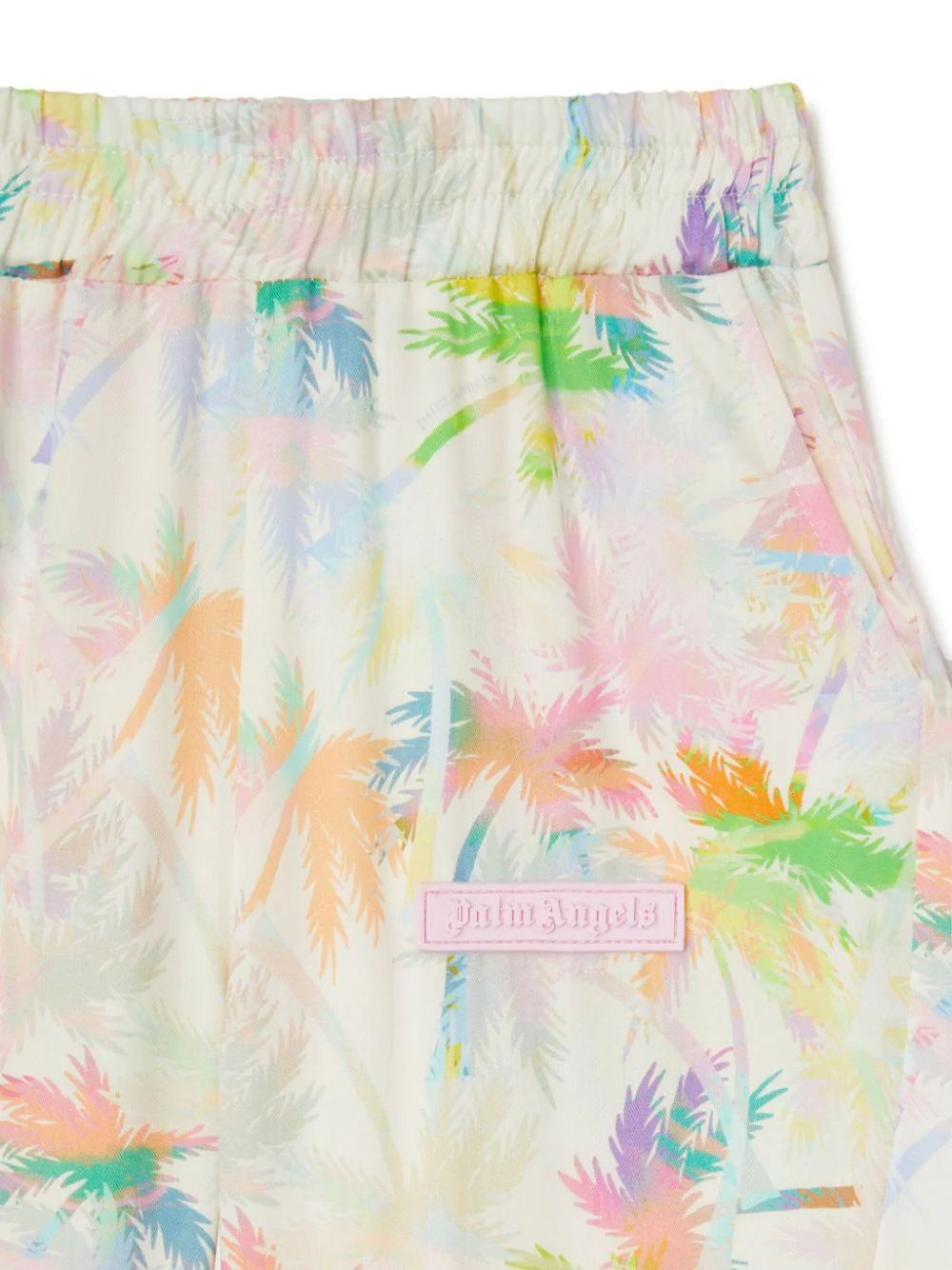 Pantaloni con stampa Palm Tree per bambina Palm Angels Kids bianco con vita elasticizzata - Image 3
