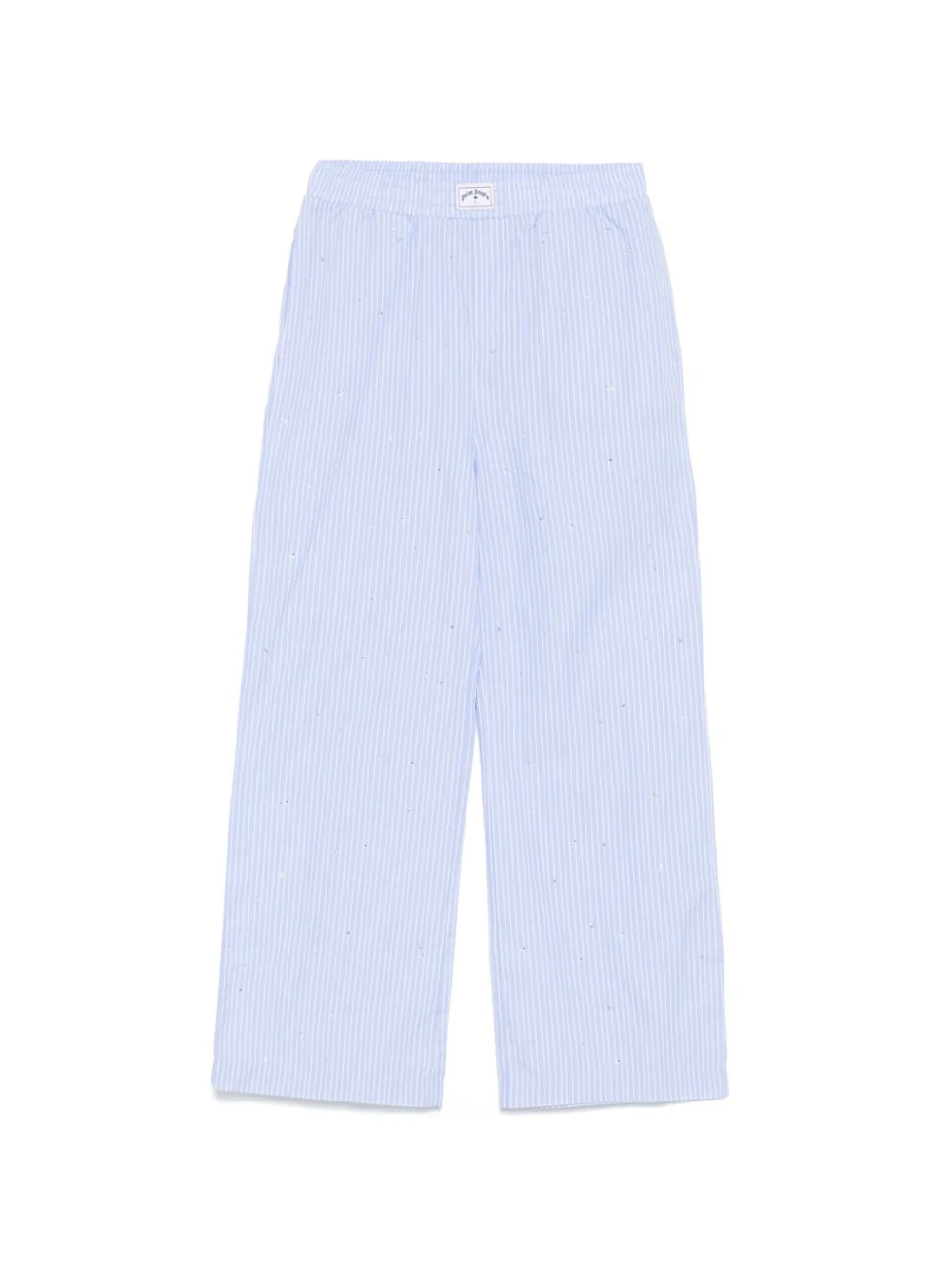 Pantaloni con strass per bambina Palm Angels Kids azzurro con motivo gessato