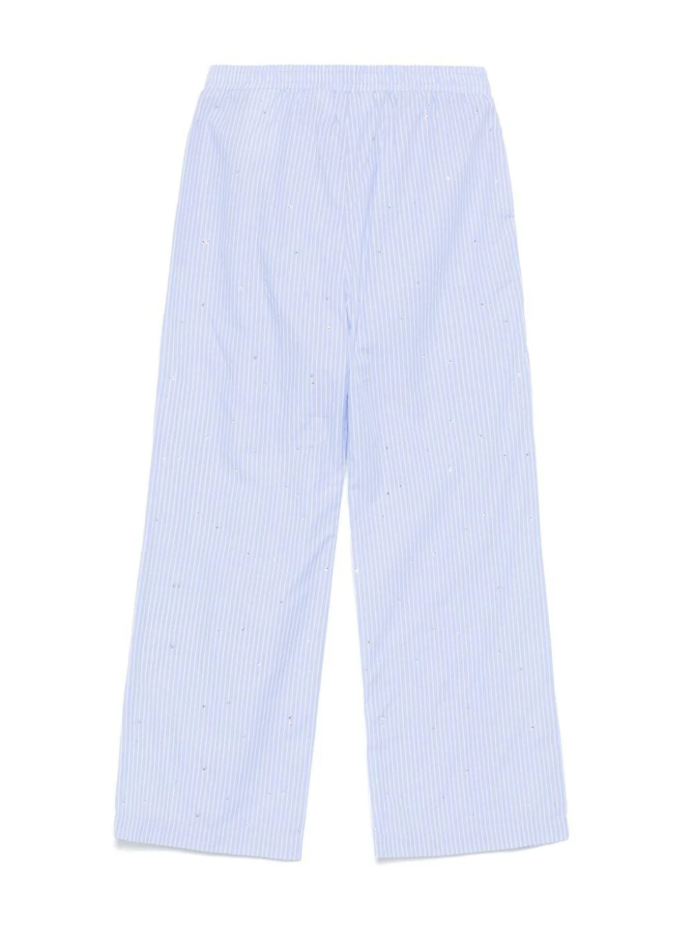 Pantaloni con strass per bambina Palm Angels Kids azzurro con motivo gessato - Image 2