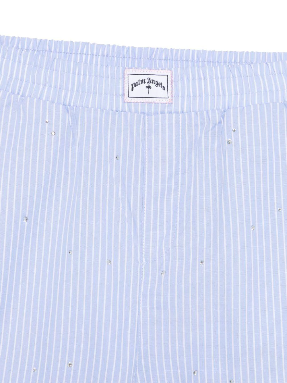 Pantaloni con strass per bambina Palm Angels Kids azzurro con motivo gessato - Image 3