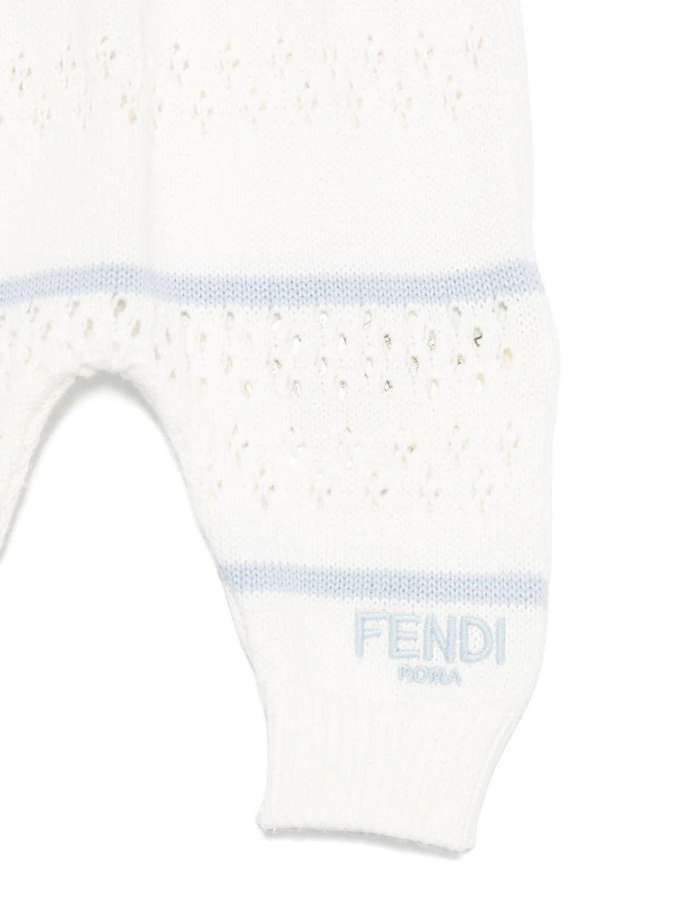 Pantaloni in maglia per neonato Fendi Kids bianco con ricamo all-over - Image 3