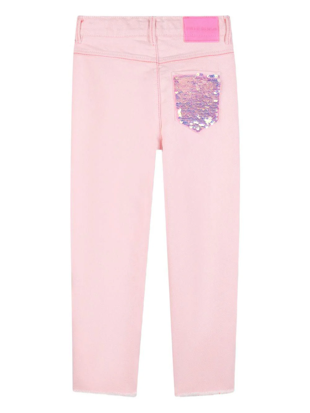 Pantaloni per bambina Billieblush rosa con tasche in paillettes - Image 2