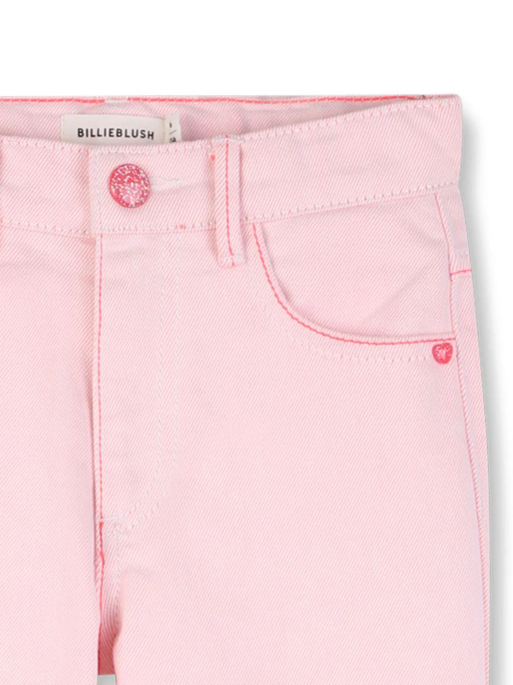 Pantaloni per bambina Billieblush rosa con tasche in paillettes - Image 3