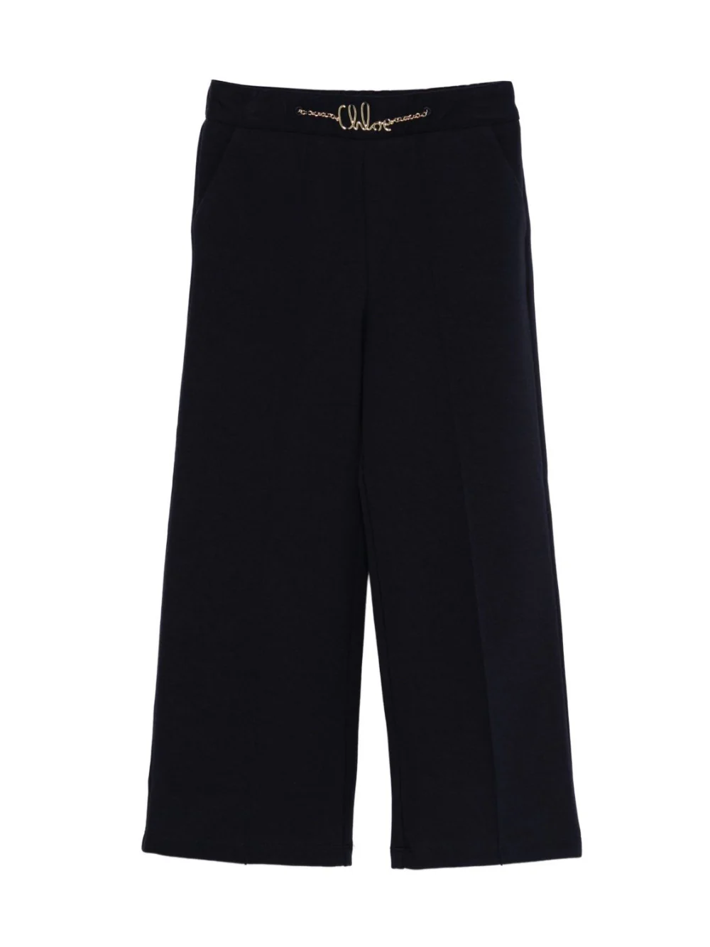 Pantaloni per bambina Chloé Kids blu con dettaglio a catena