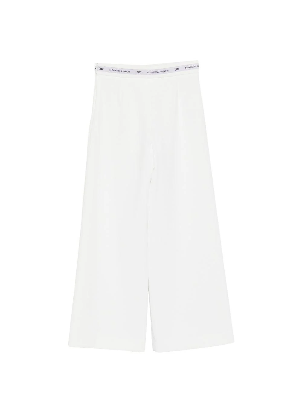 Pantaloni per bambina Elisabetta Franchi La Mia Bambina bianchi con banda logo - Image 2