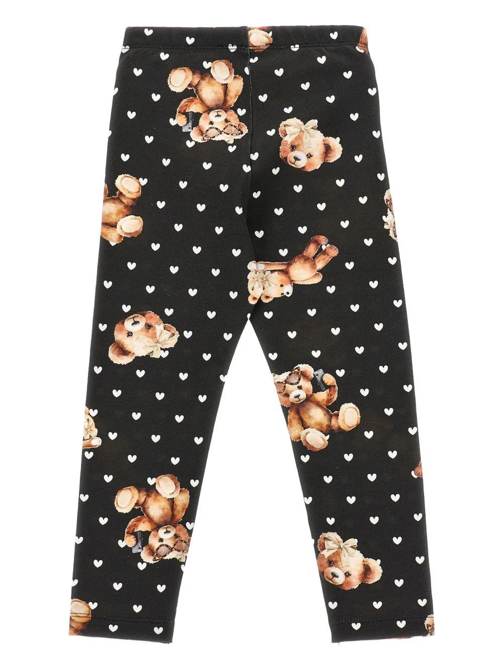 Pantaloni per bambina Monnalisa neri con stampa Teddy Bear - Image 2