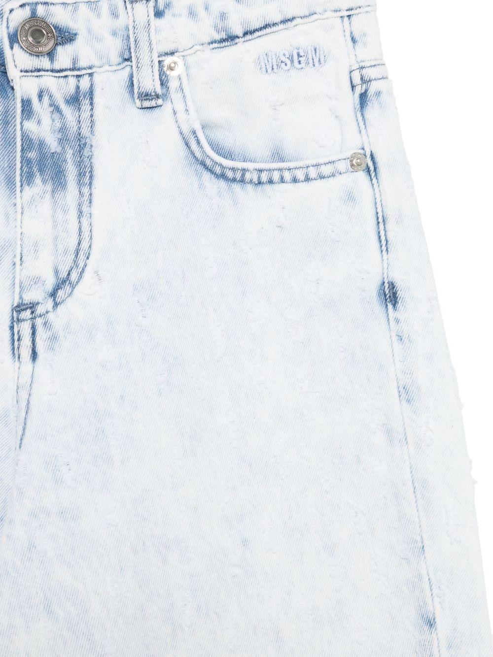 Pantaloni per bambina MSGM Kids denim con effetto vissurto - Image 2