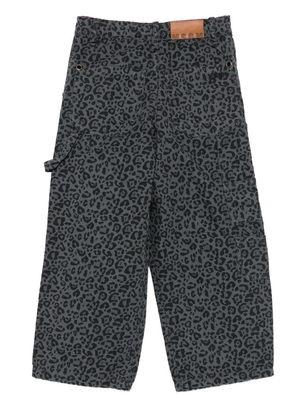 Pantaloni per bambina MSGM Kids grigi con stampa leopardata - Image 2