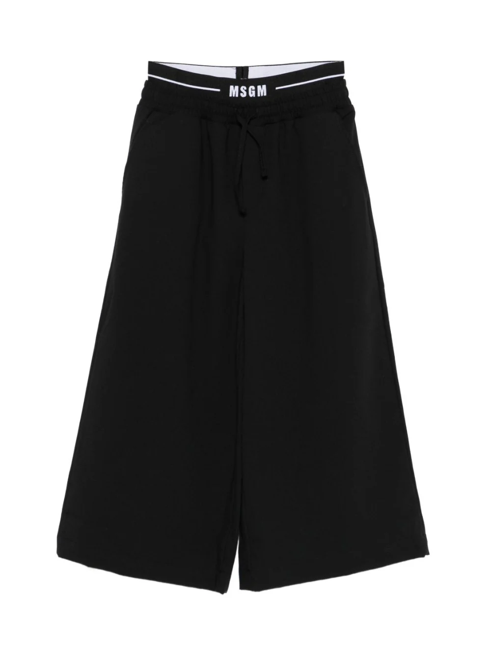 Pantaloni per bambina MSGM Kids neri con dettaglio logo