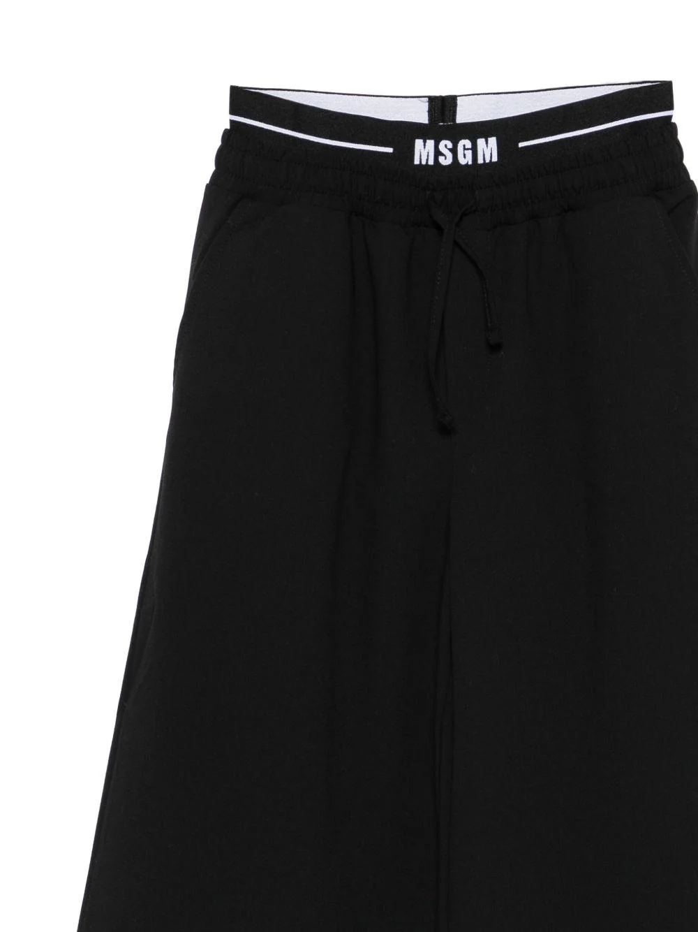 Pantaloni per bambina MSGM Kids neri con dettaglio logo - Image 2