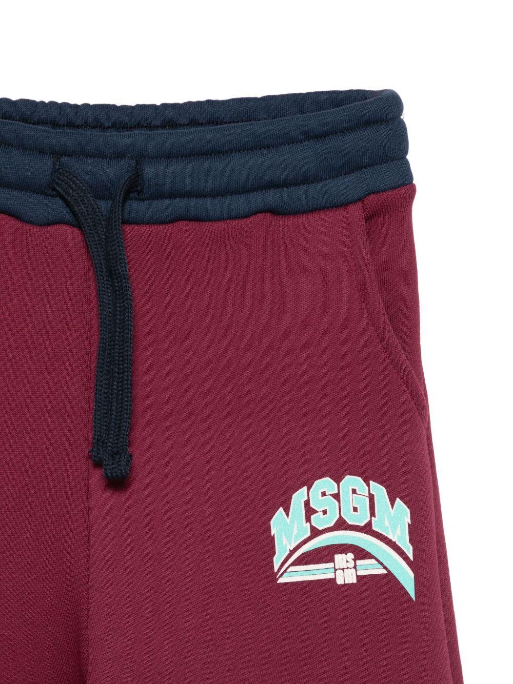 Pantaloni per bambina MSGM Kids rossi con stampa del logo - Image 3