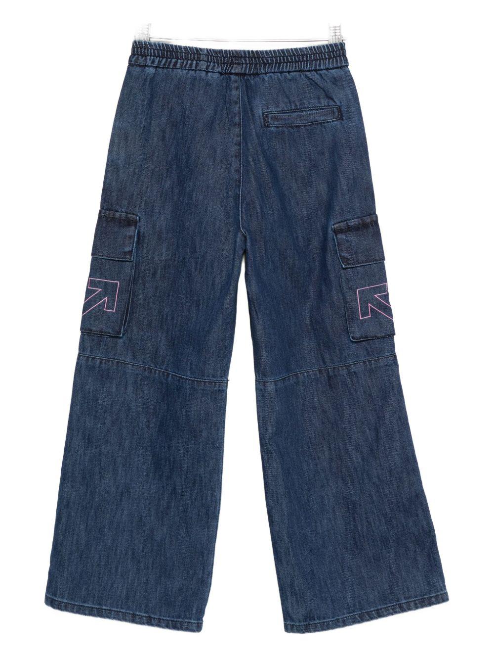 Pantaloni per bambina Off-White Kids denim con tasche cargo - Image 2