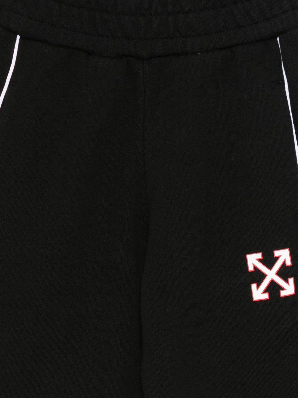 Pantaloni per bambina Off-White Kids neri con righe laterali bianche - Image 2