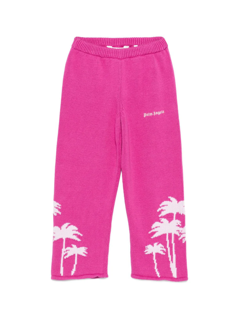 Pantaloni per bambina Palm Angels Kids fucsia con motivo albero di palma