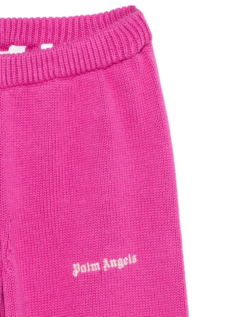 Pantaloni per bambina Palm Angels Kids fucsia con motivo albero di palma - Image 3