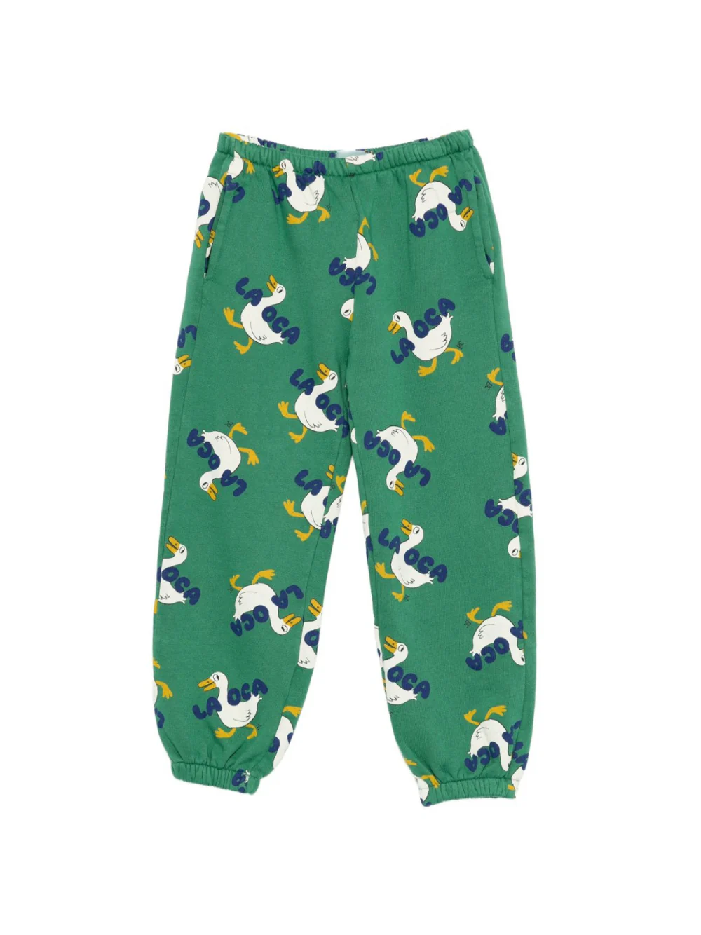 Pantaloni per bambino Bobo Choses verdi con stampa oca