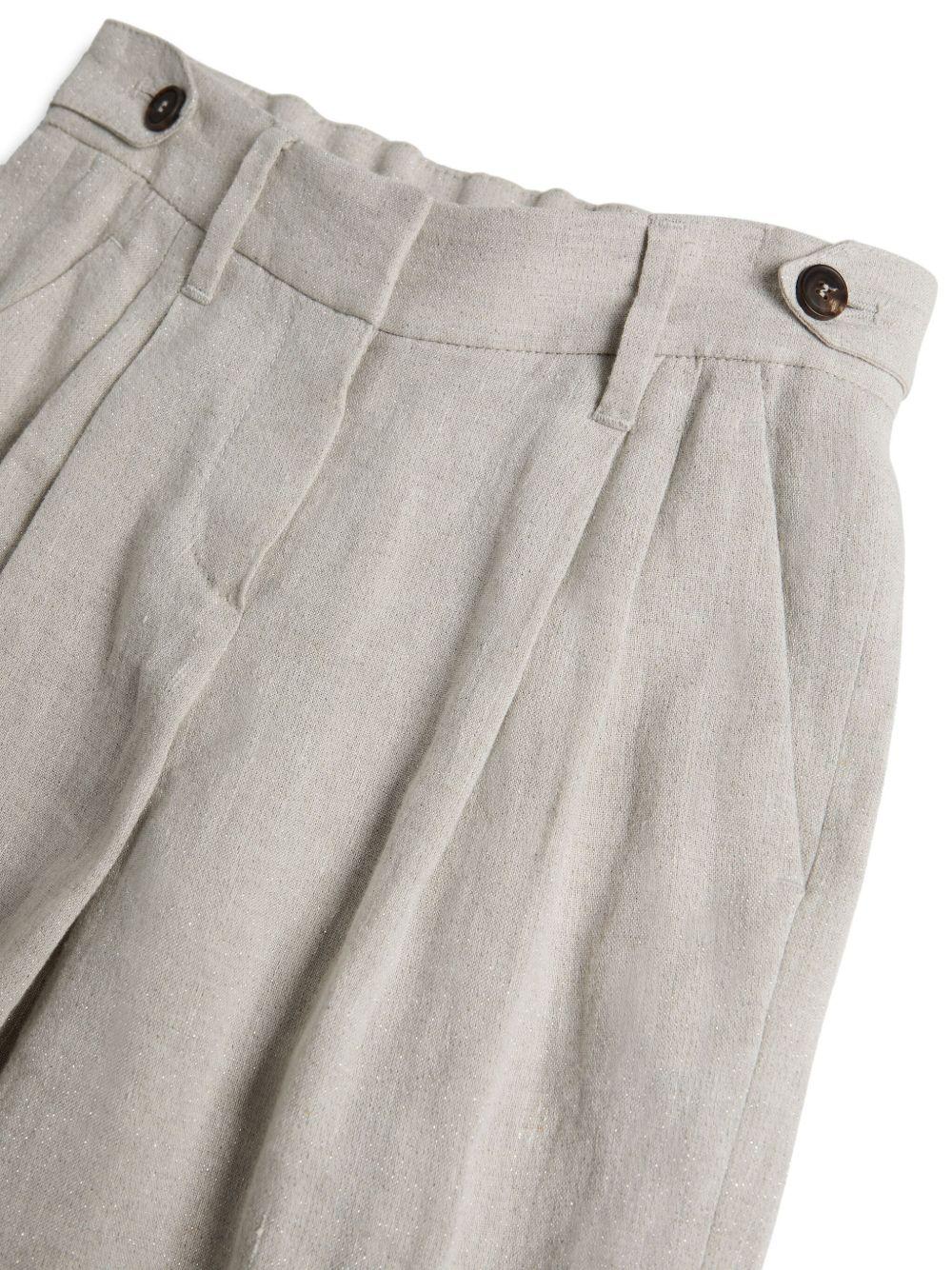 Pantaloni per bambino Brunello Cucinelli Kids beige con piega - Image 2