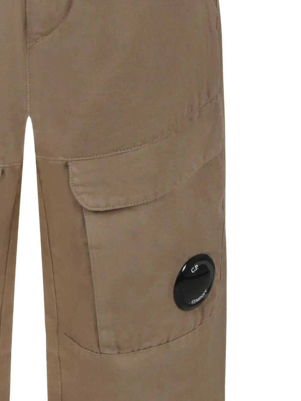 Pantaloni per bambino C.P. Company Kids marrone modello cargo con logo - Image 2