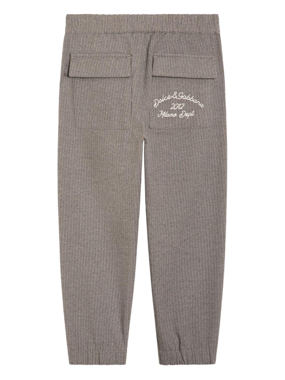 Pantaloni per bambino Dolce & Gabbana Kids grigi con motivo gessato - Image 2