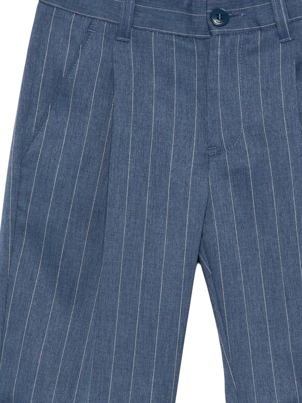 Pantaloni per bambino DONDUP Kids blu con motivo gessato - Image 3