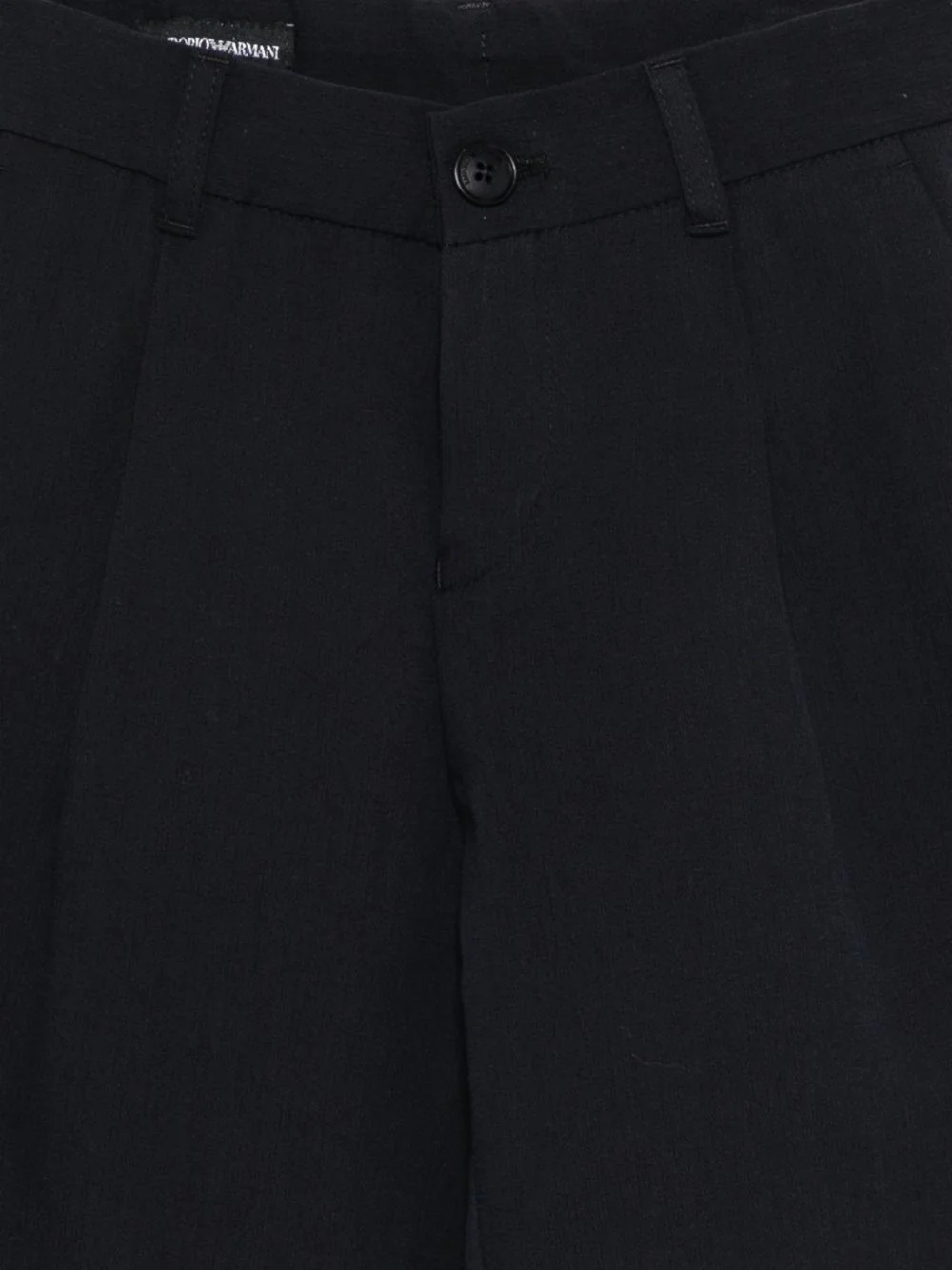 Pantaloni per bambino Emporio Armani Kids blu con dettagli plissettati - Image 3