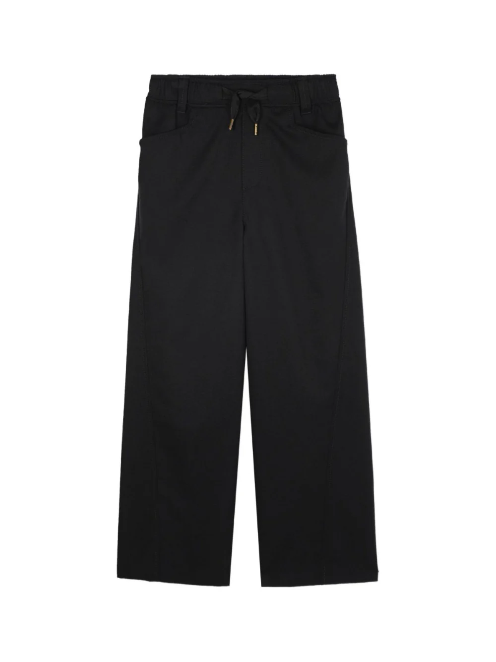 Pantaloni per bambino Lanvin Enfant neri con applicazione posteriore con logo