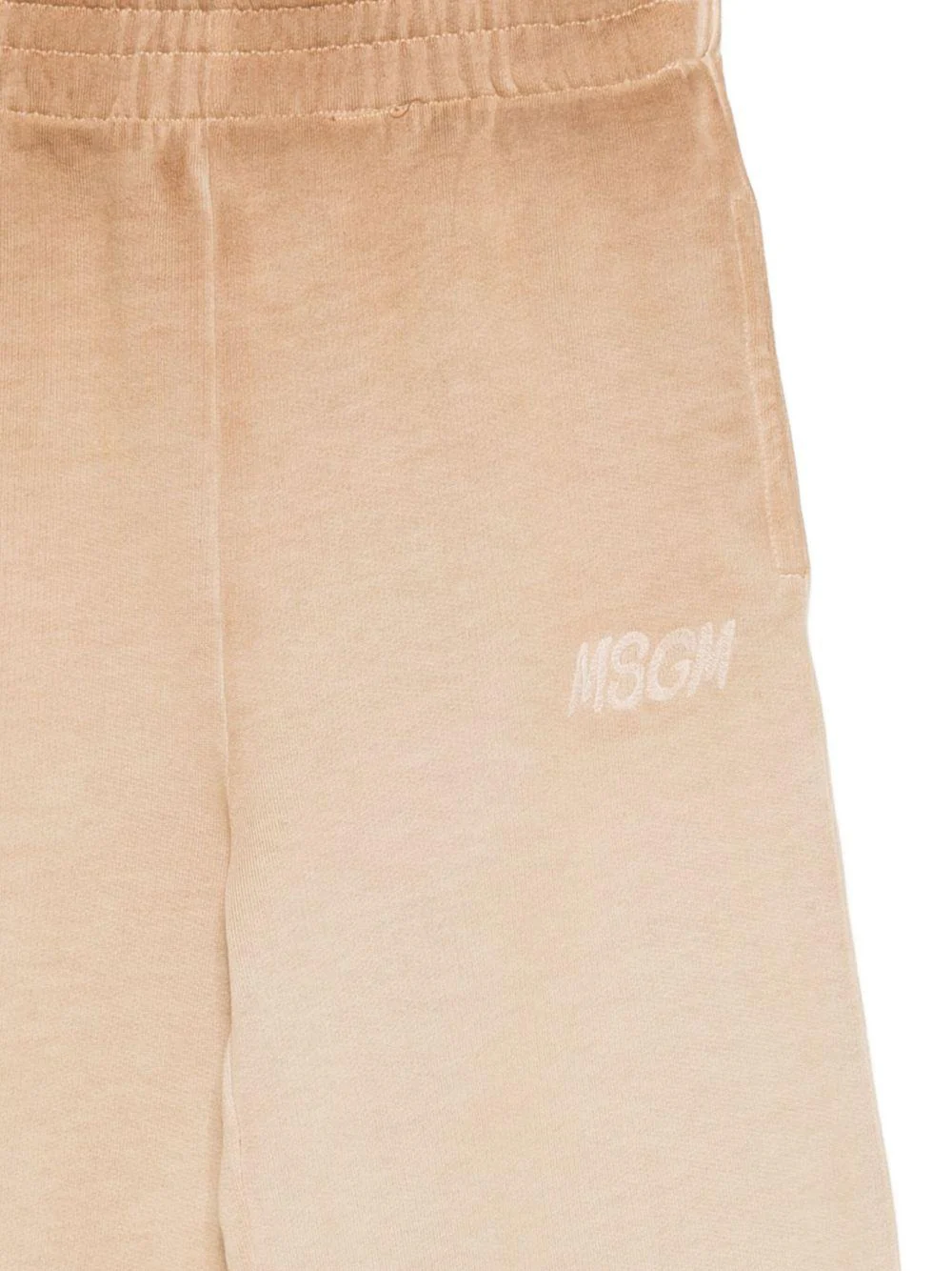 Pantaloni per bambino MSGM Kids beige con cintura elasticizzata - Image 3