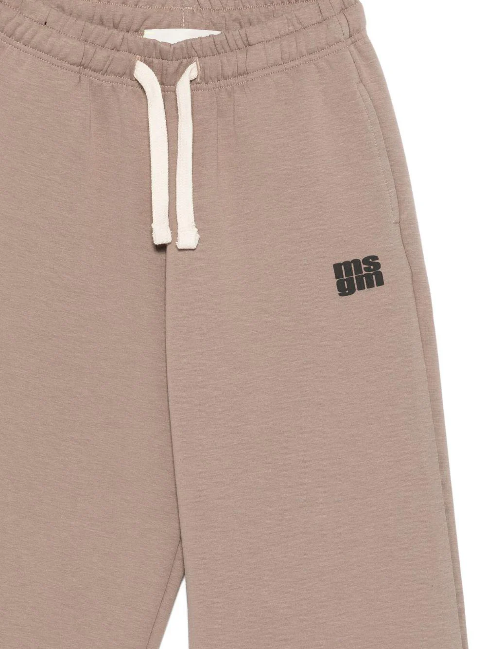 Pantaloni per bambino MSGM Kids beige con stampa logo - Image 2