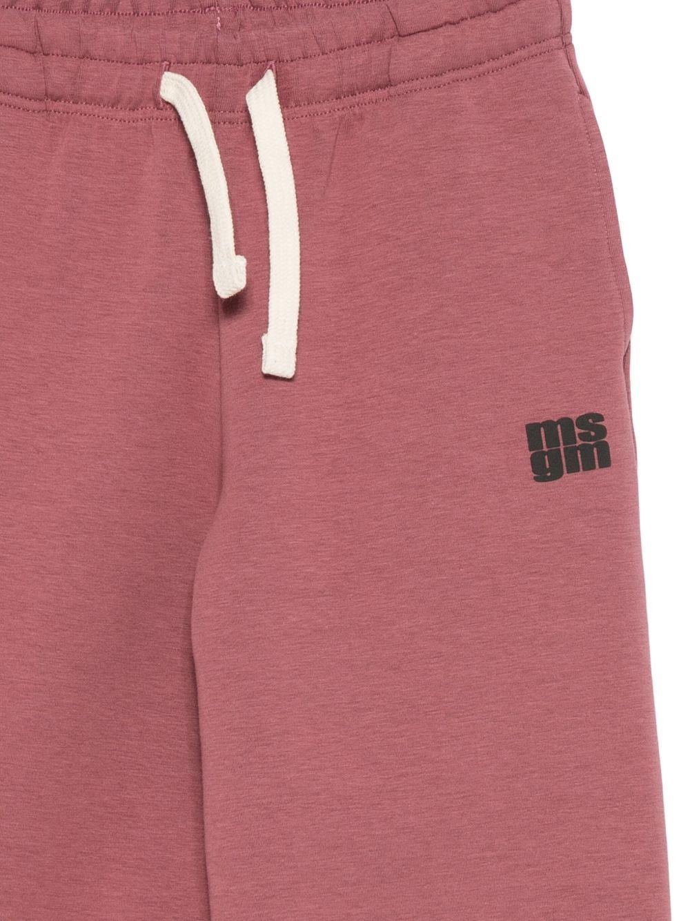 Pantaloni per bambino MSGM KIds rosso con stampa del logo - Image 2