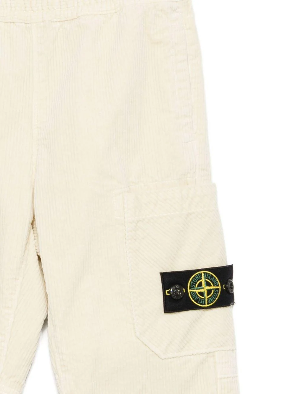 Pantaloni per bambino Stone Island Junior beige in velluto a coste con tasche applicate - Image 2