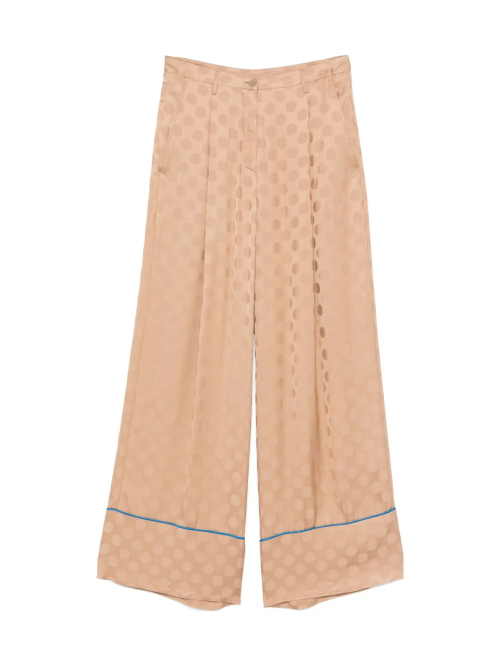 Pantaloni per donna Merci beige a pois con due tasche diagonali laterali