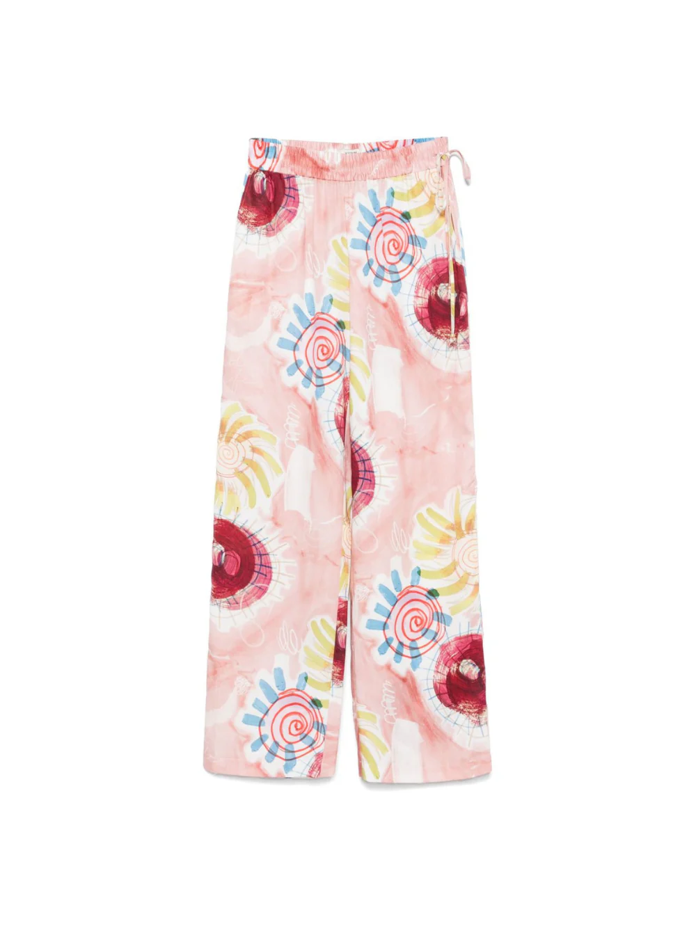 Pantaloni per donna Scotch & Soda rosa con stampa grafica e design svasato