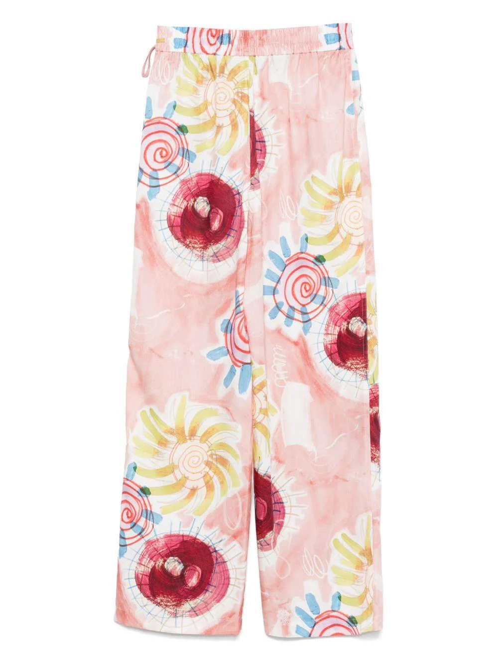 Pantaloni per donna Scotch & Soda rosa con stampa grafica e design svasato - Image 2